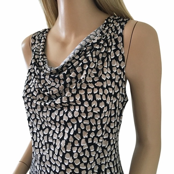 Calvin Klein Cowl Neck Top Blouse Tank Khaki Abstract print - Picture 6 of 13